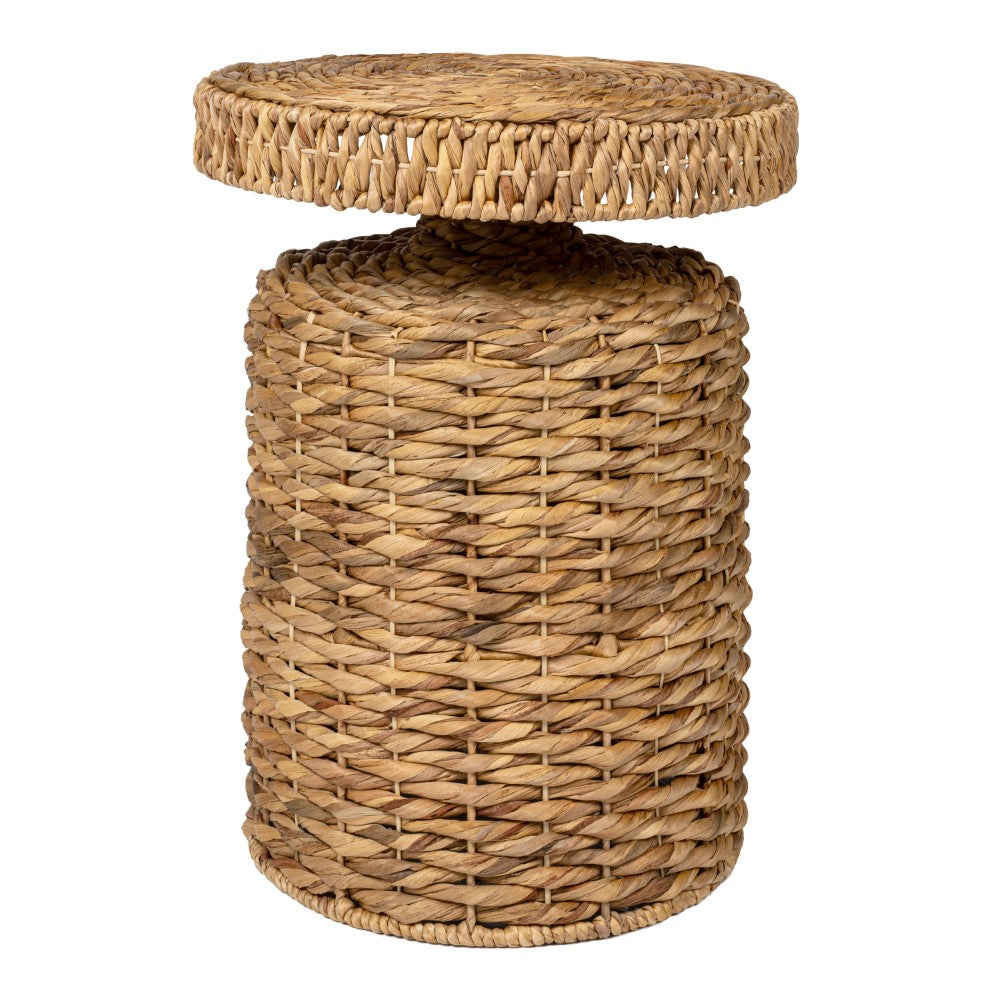 Virello 19.65" Coastal Bohemian Handwoven Water Hyacinth Round Accent Side Table