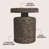 Virello 19.65" Coastal Bohemian Handwoven Water Hyacinth Round Accent Side Table