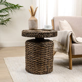 Virello 19.65" Coastal Bohemian Handwoven Water Hyacinth Round Accent Side Table