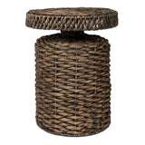 Virello 19.65" Coastal Bohemian Handwoven Water Hyacinth Round Accent Side Table