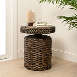Virello 19.65" Coastal Bohemian Handwoven Water Hyacinth Round Accent Side Table