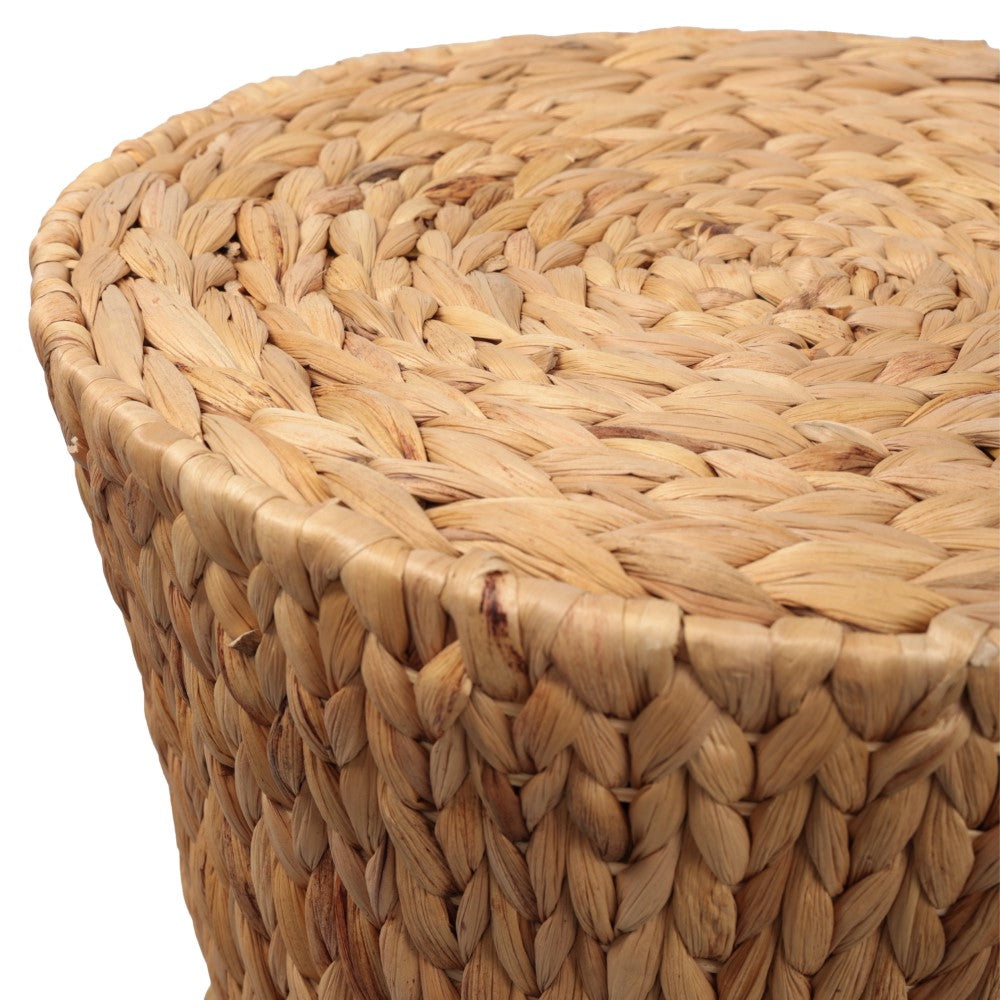 Alvion 15.75" Coastal Bohemian Handwoven Water Hyacinth Round Hourglass End Table