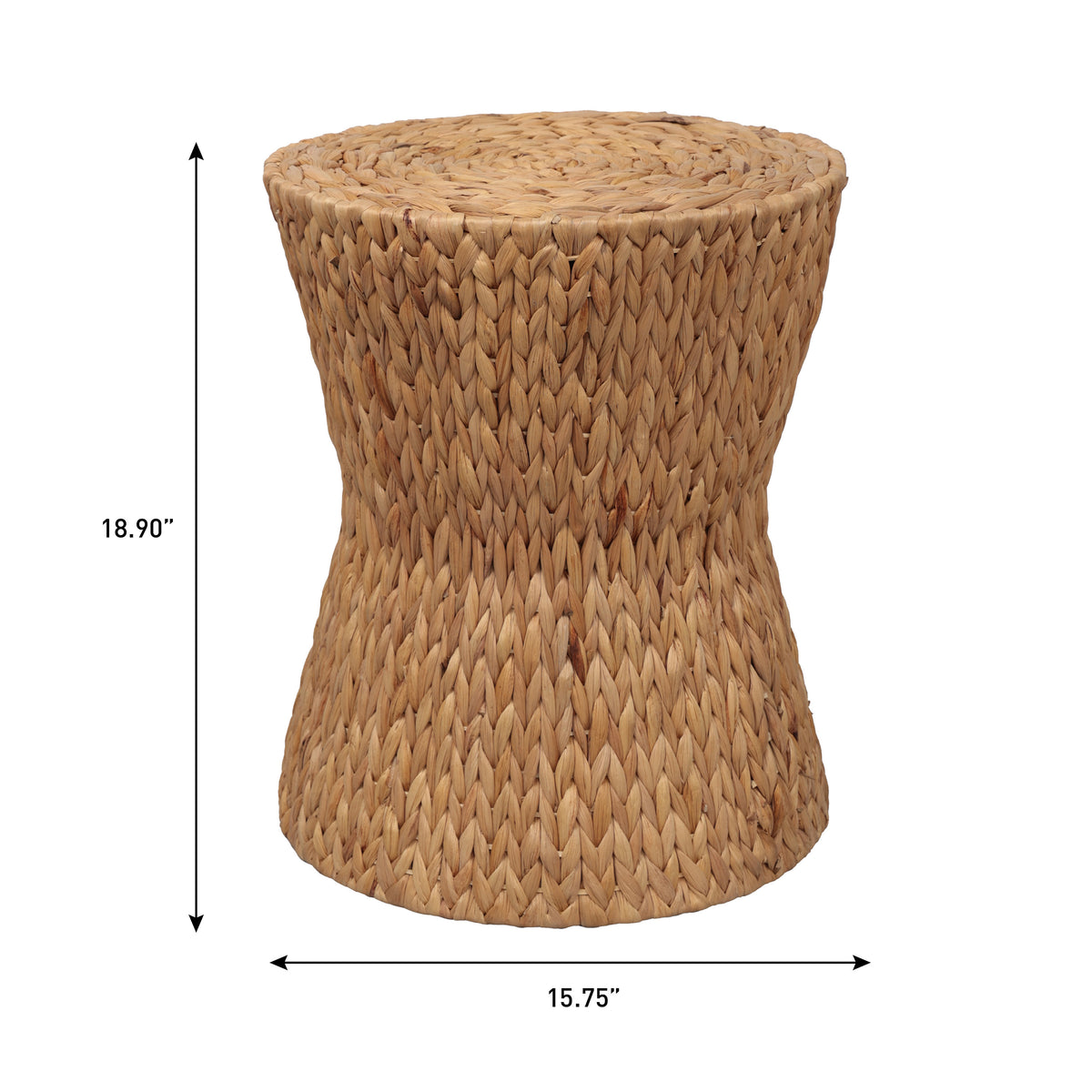 Alvion 15.75" Coastal Bohemian Handwoven Water Hyacinth Round Hourglass End Table