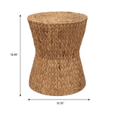 Alvion 15.75" Coastal Bohemian Handwoven Water Hyacinth Round Hourglass End Table