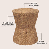 Alvion 15.75" Coastal Bohemian Handwoven Water Hyacinth Round Hourglass End Table