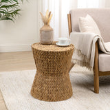 Alvion 15.75" Coastal Bohemian Handwoven Water Hyacinth Round Hourglass End Table