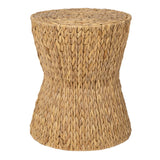 Alvion 15.75" Coastal Bohemian Handwoven Water Hyacinth Round Hourglass End Table