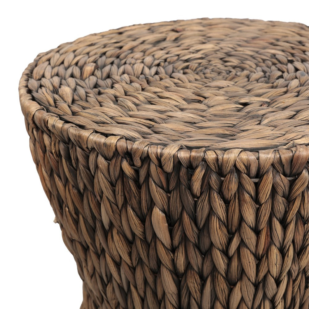 Alvion 15.75" Coastal Bohemian Handwoven Water Hyacinth Round Hourglass End Table