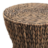 Alvion 15.75" Coastal Bohemian Handwoven Water Hyacinth Round Hourglass End Table