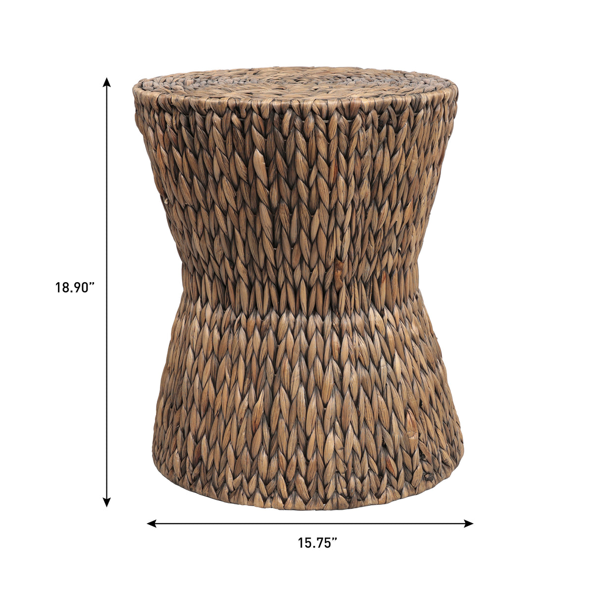 Alvion 15.75" Coastal Bohemian Handwoven Water Hyacinth Round Hourglass End Table