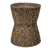 Alvion 15.75" Coastal Bohemian Handwoven Water Hyacinth Round Hourglass End Table