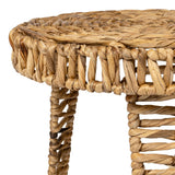 Vero 17" Coastal Bohemian Handwoven Water Hyacinth Round Tripod End Table