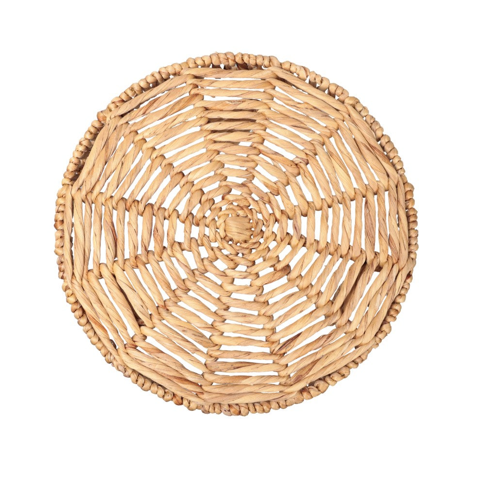 Vero 17" Coastal Bohemian Handwoven Water Hyacinth Round Tripod End Table