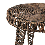 Vero 17" Coastal Bohemian Handwoven Water Hyacinth Round Tripod End Table