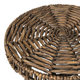 Vero 17" Coastal Bohemian Handwoven Water Hyacinth Round Tripod End Table