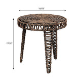 Vero 17" Coastal Bohemian Handwoven Water Hyacinth Round Tripod End Table