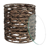 Niro 16" Bohemian Coastal Handwoven Water Hyacinth Open Weave Round End Table with Glass Top