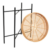 Zelo 20" Coastal Bohemian Faux Rattan Round Tray End Table with Metal Base