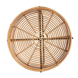 Zelo 20" Coastal Bohemian Faux Rattan Round Tray End Table with Metal Base