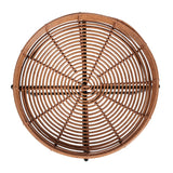 Zelo 20" Coastal Bohemian Faux Rattan Round Tray End Table with Metal Base