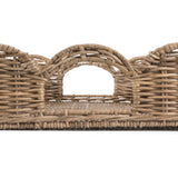 Scalloped 21.5" Southwestern Cottage Hand-Woven Rattan Tray with Handles