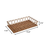 Honeycomb 19.75" Rustic Bohemian Hand-Woven Rattan Tray