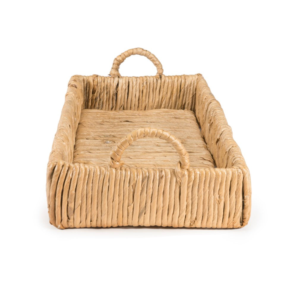 Anika 22.5" Traditional Southwestern Hand-Woven Abaca Tray with Handles