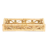 Moss 19.5 in. W x 13.5 in. D Handcrafted Rattan/Bamboo Webbing Rectangular Woven Scroll Decorative Serving Tray with Handles
