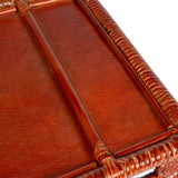 Moss 19.5 in. W x 13.5 in. D Handcrafted Rattan/Bamboo Webbing Rectangular Woven Scroll Decorative Serving Tray with Handles