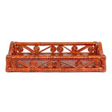 Moss 19.5 in. W x 13.5 in. D Handcrafted Rattan/Bamboo Webbing Rectangular Woven Scroll Decorative Serving Tray with Handles