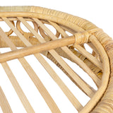 Olive 17.5 in. W x 13.5 in. D Handcrafted Rattan Oval Geometric Loop Ring Decorative Serving Tray with Handles and Slat Base