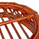 Olive 17.5 in. W x 13.5 in. D Handcrafted Rattan Oval Geometric Loop Ring Decorative Serving Tray with Handles and Slat Base