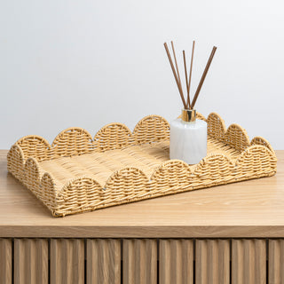 Mica Southwestern Cottage Resin Scalloped Rectangular Decorative Serving Trays