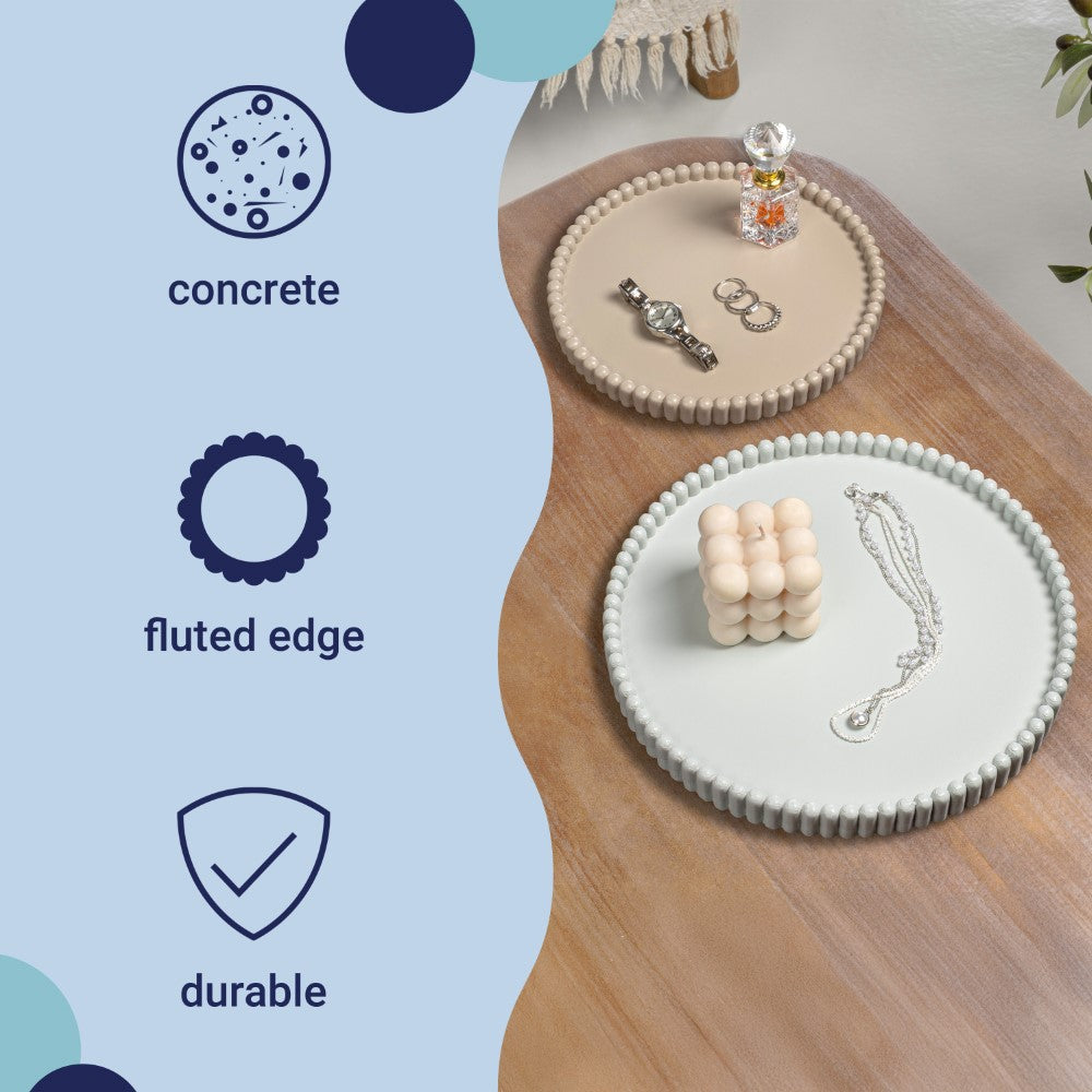 Oryn Modern Minimalist Concrete Fluted Edge Decorative Jewelry Trays