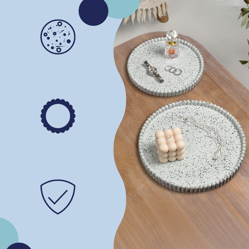 Oryn Modern Minimalist Concrete Fluted Edge Decorative Jewelry Trays