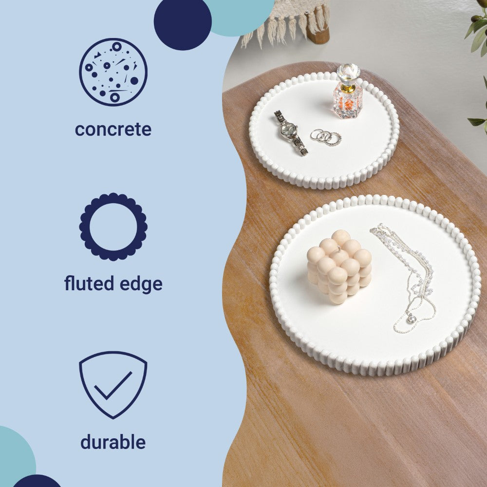 Oryn Modern Minimalist Concrete Fluted Edge Decorative Jewelry Trays