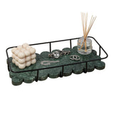 Barku 12" x 6" Modern Industrial Metal/Marble Scalloped Base Vanity Tray