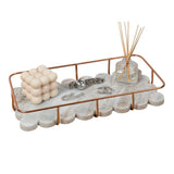 Barku 12" x 6" Modern Industrial Metal/Marble Scalloped Base Vanity Tray