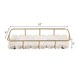 Barku 12" x 6" Modern Industrial Metal/Marble Scalloped Base Vanity Tray