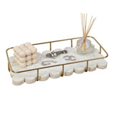 Barku 12" x 6" Modern Industrial Metal/Marble Scalloped Base Vanity Tray