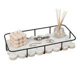 Barku 12" x 6" Modern Industrial Metal/Marble Scalloped Base Vanity Tray