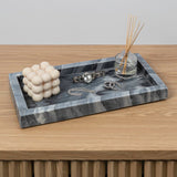 Elmu Stone 12" x 6" Classic Minimalist Rectangular Marble Bathroom Countertop Tray
