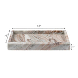 Elmu Stone 12" x 6" Classic Minimalist Rectangular Marble Bathroom Countertop Tray