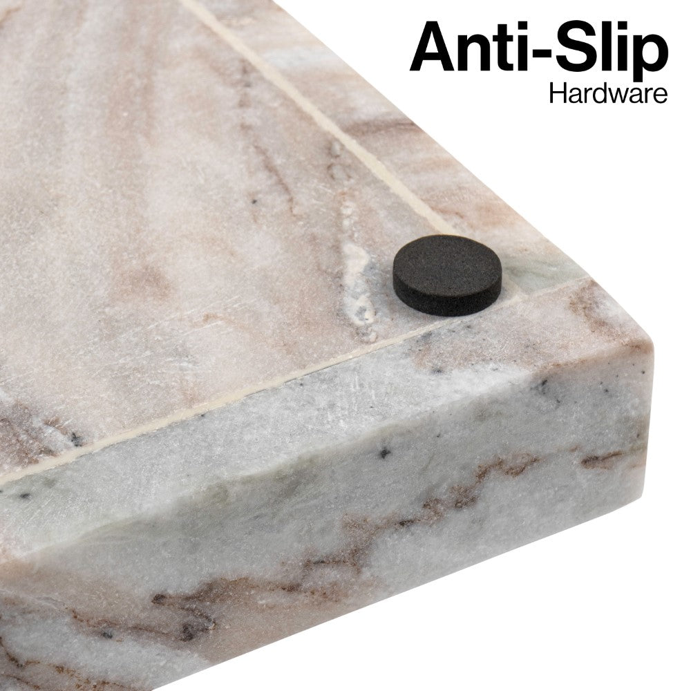 Elmu Stone 12" x 6" Classic Minimalist Rectangular Marble Bathroom Countertop Tray