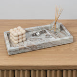Elmu Stone 12" x 6" Classic Minimalist Rectangular Marble Bathroom Countertop Tray