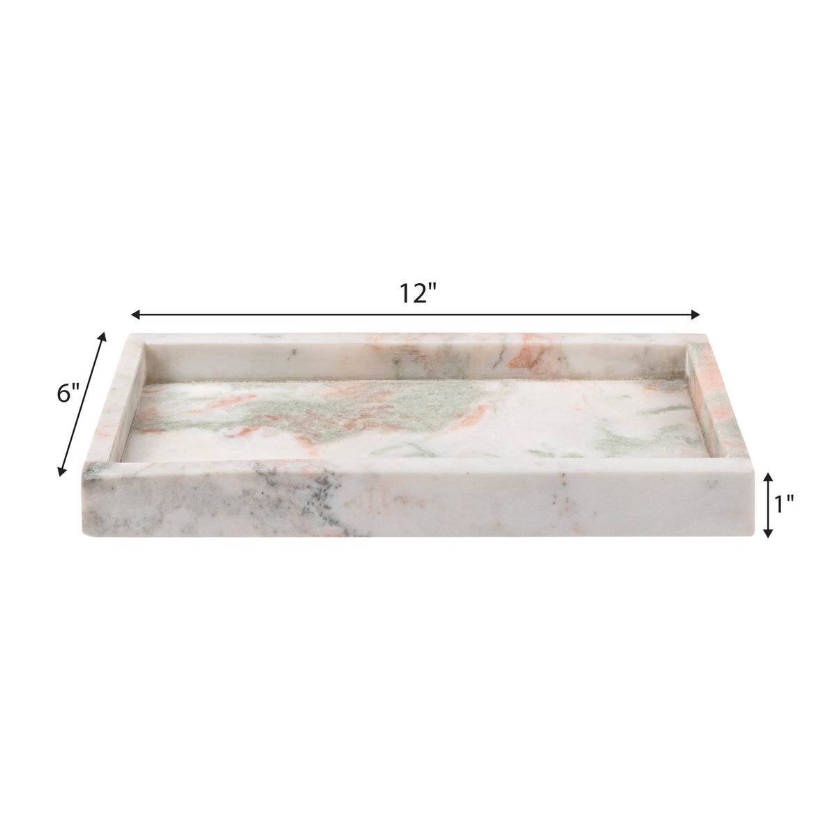 Elmu Stone 12" x 6" Classic Minimalist Rectangular Marble Bathroom Countertop Tray
