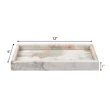 Elmu Stone 12" x 6" Classic Minimalist Rectangular Marble Bathroom Countertop Tray