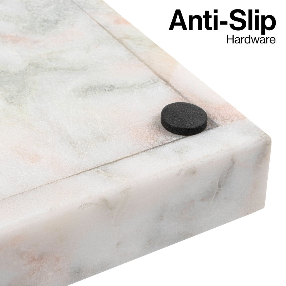Elmu Stone 12" x 6" Classic Minimalist Rectangular Marble Bathroom Countertop Tray
