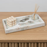 Elmu Stone 12" x 6" Classic Minimalist Rectangular Marble Bathroom Countertop Tray