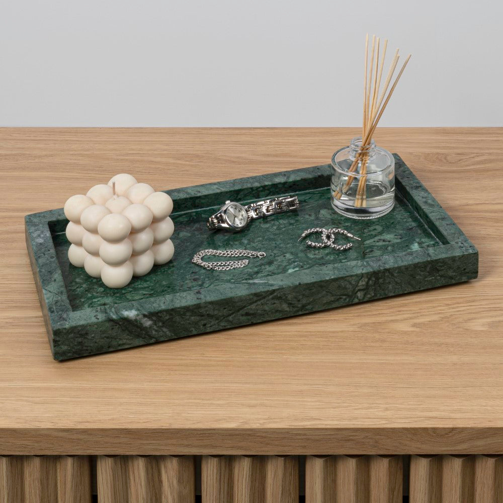 Elmu Stone 12" x 6" Classic Minimalist Rectangular Marble Bathroom Countertop Tray